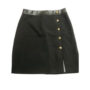 Whitehouse Blackmarket Women’s Short Career Skirt Sz 10 Black Gold Buttons